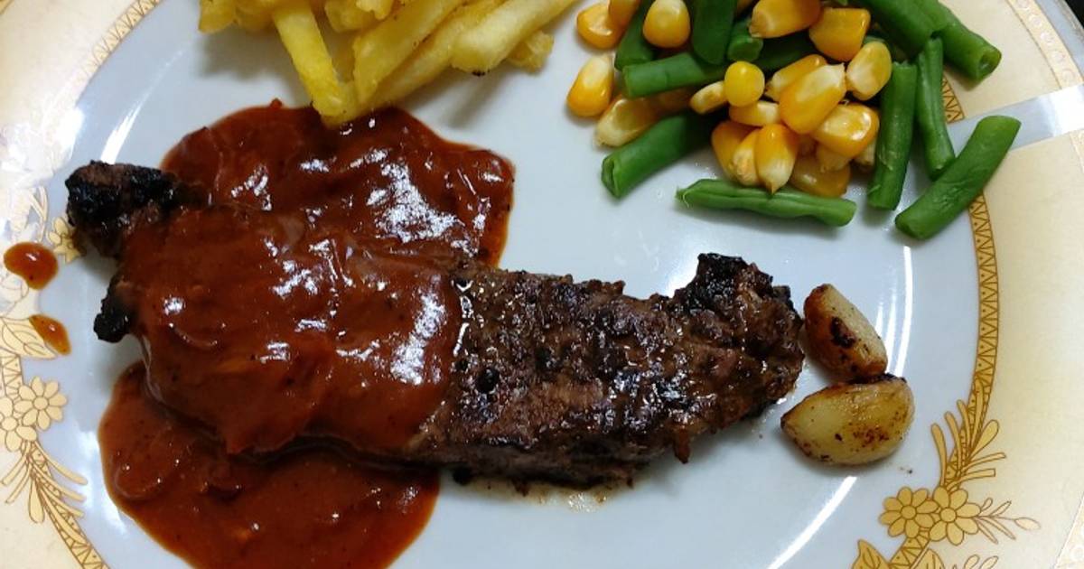 Resep Sirloin steak with BBQ sauce oleh Simple Cook With Intan Cookpad