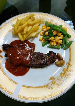 Foto resep Sirloin steak with BBQ sauce