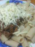 Mostacholes con salsa bolognesa