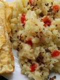 Mashed potatoes with fried eggs