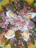 Ensalada templada de tomate con vinagreta de granada y mandarina