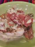 Abadejo al horno, con cebolla, tomate y queso