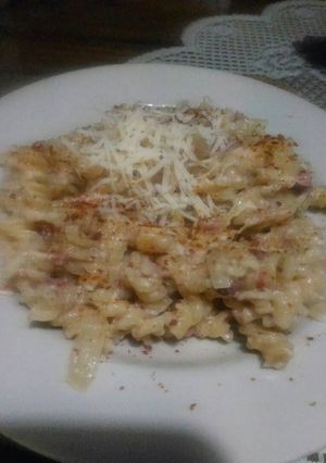Foto resep Pasta fusilli with carbonara sauce