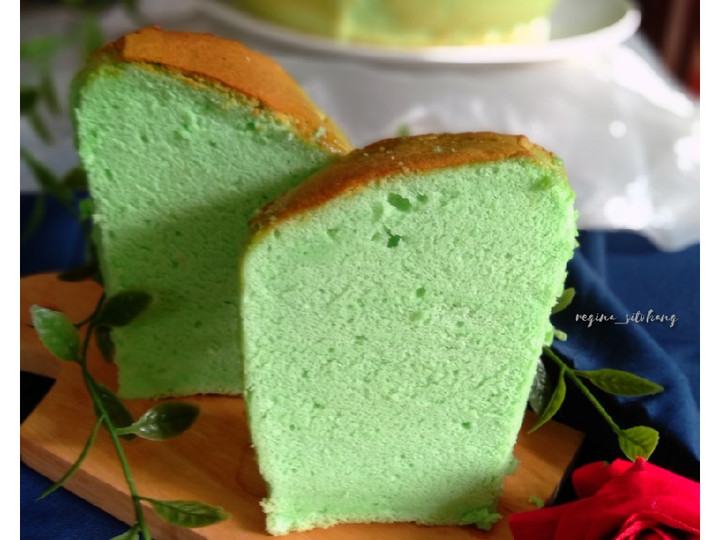 Resep CHIFFON CAKE PUTIH TELUR Pandan yang Enak Banget