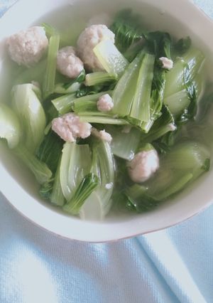Hình của món Cải thìa nấu mọc.