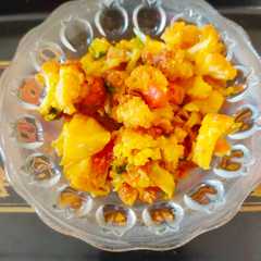 A picture of Veg Cauliflower with Potato sabzi.