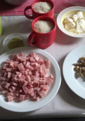 Una foto de Risotto al queso con Jamón y Champignones