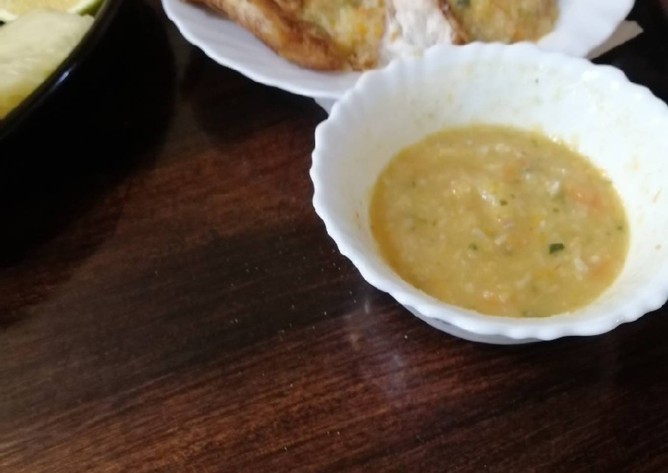 #themechallenge fish fillet with vegetable rice + vegetable soup