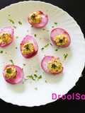Beetroot pickled deviled eggs