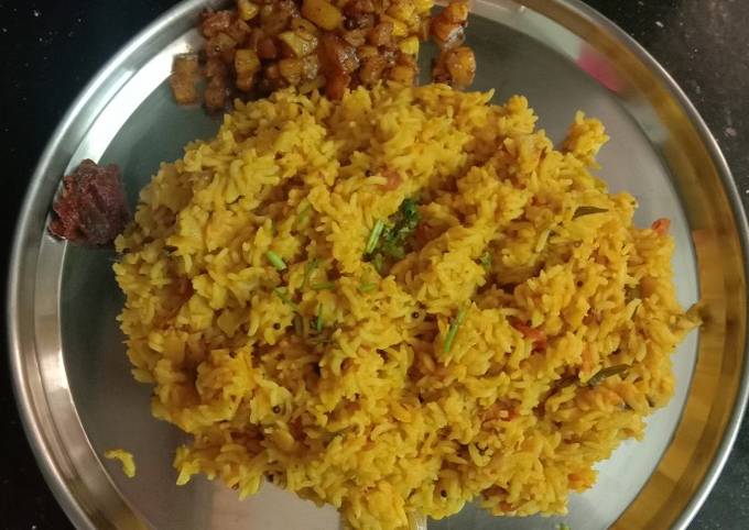 Dal rice with potato fry