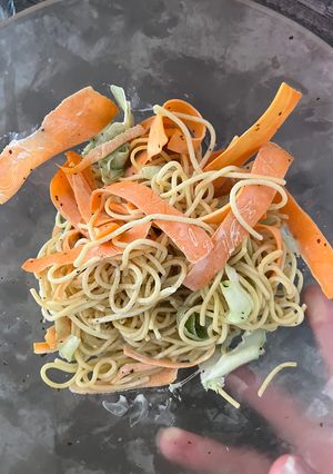 Une photo de Tagliatelle de légume avec spaghettis