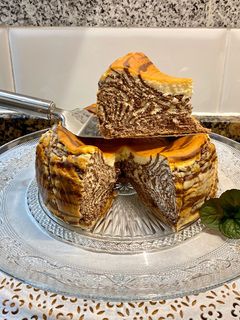 Una foto de Pastel de queso “cebra”