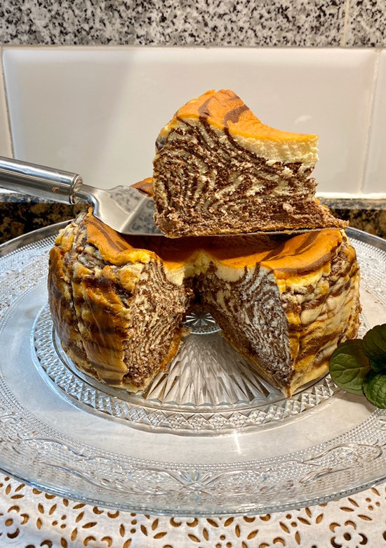 Una foto de Pastel de queso “cebra”
