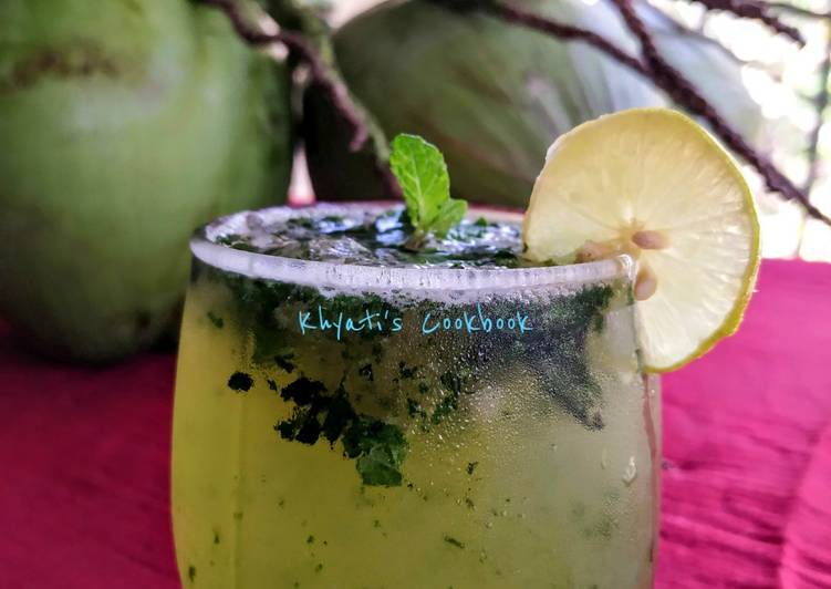 Refreshing Green tea, mint and coconut mocktail