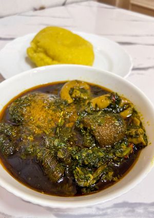 A picture of Afang Soup.
