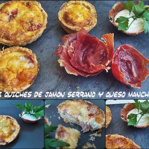 Tartaletas de jamón serrano y queso manchego