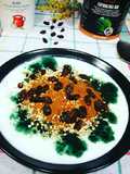 Kéfir con quinoa y avena, algarroba y alga espirulina