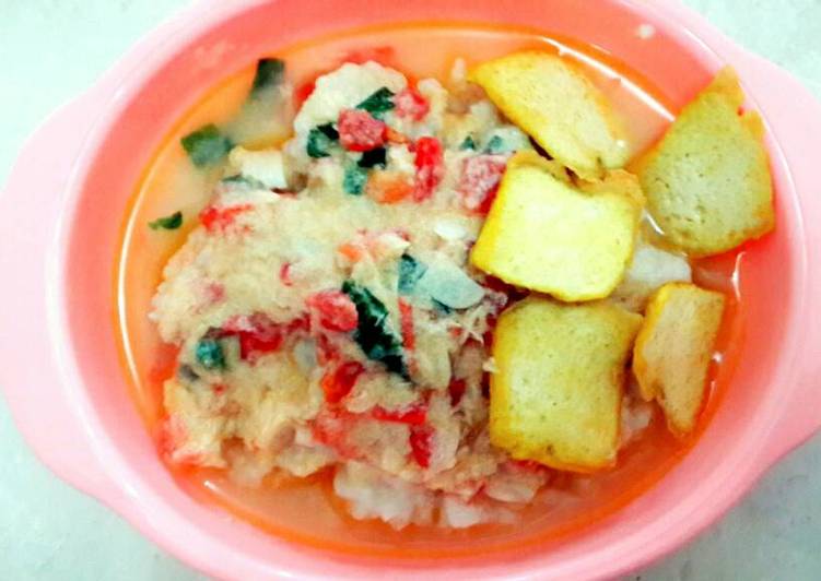 Resep MPASI "Sup tomat ayam dengan tahu goreng" (baby 10 