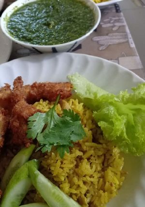 รูปของ ข้าวหมกเห็ดฟางทอด(เจ)
