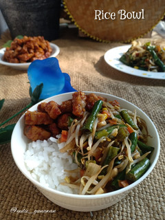 Foto resep Rice Bowl Tempe Balado ft Tumis Tauge Teppanyaki
