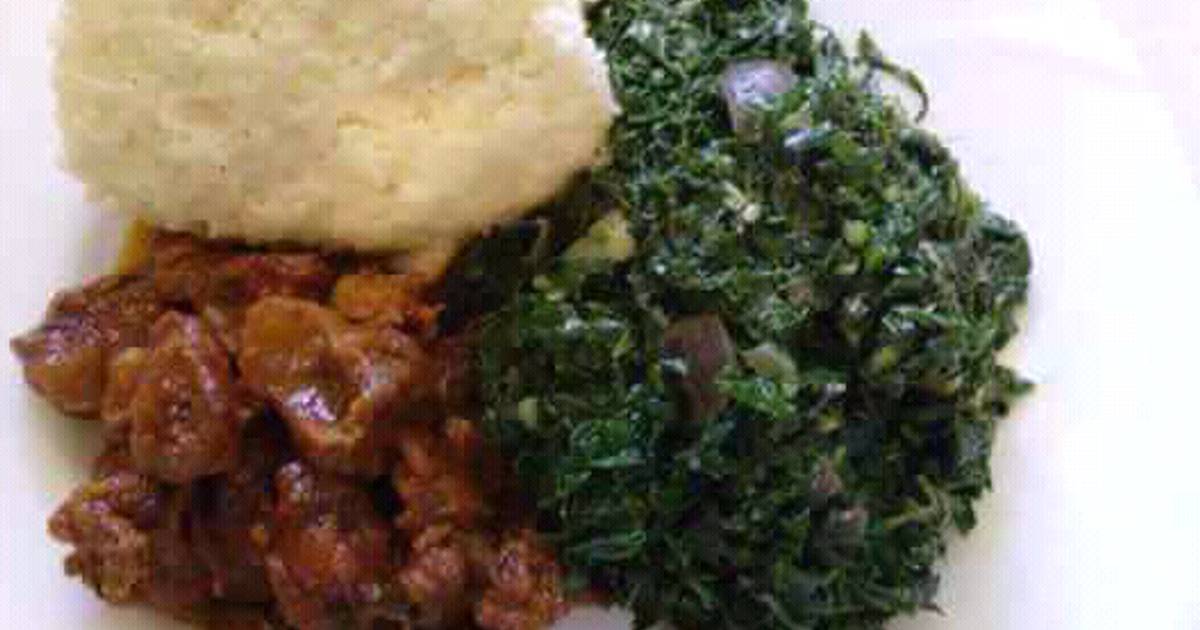Ugali spinach+beef fry Recipe by Karen Mwangi Cookpad