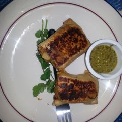 A picture of Roti Roll stuffed with Keema.
