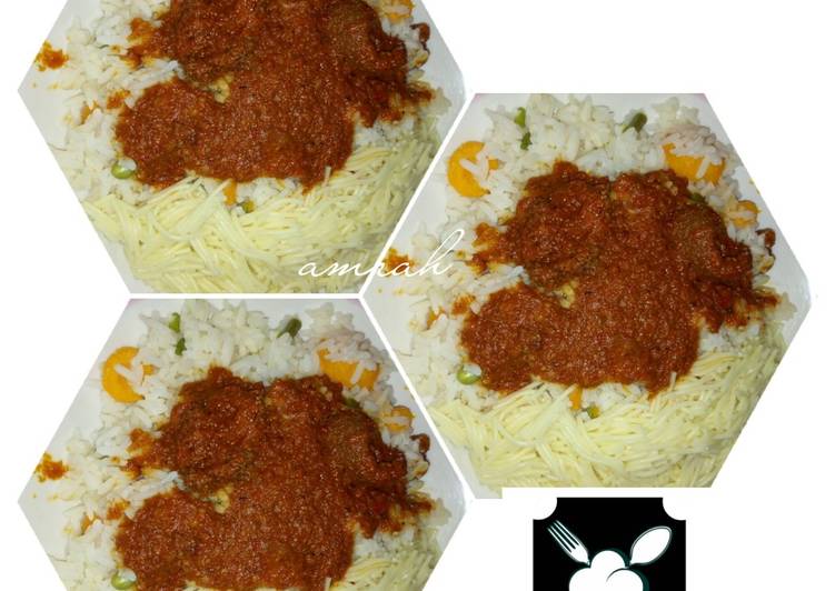 How to Cook Favorite Vegetable rice, white spaghetti and stew