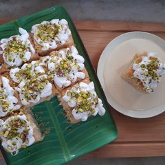 A picture of Rasmalai Tres Leches cake.
