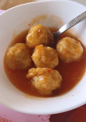 Hình của món Cá thác lác bọc trứng cút sôt cà.