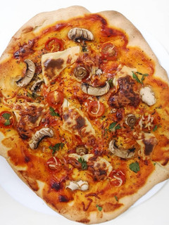 A picture of Pizza with mushroom.