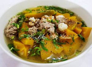 Hình của món Canh bí đỏ nấu tôm thịt băm.