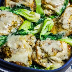 A picture of Smothered Chicken With Baby Bok Choy.