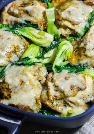 A picture of Smothered Chicken With Baby Bok Choy.