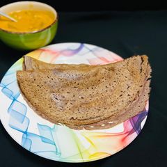A picture of Ragi dosa/finger millet dosa.