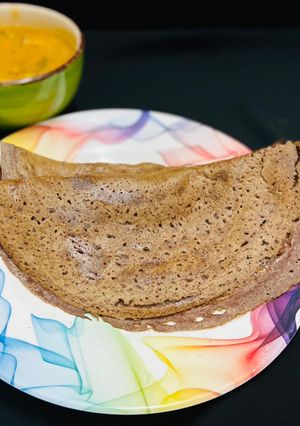 A picture of Ragi dosa/finger millet dosa.