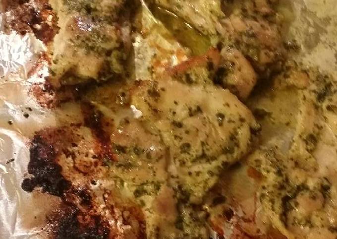 Simple Way to Prepare Award-winning Pesto baked chicken thighs