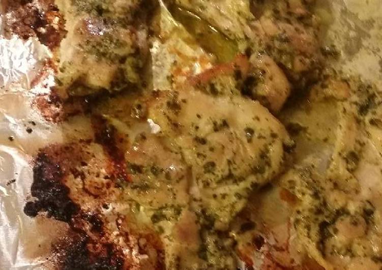 Recipe of Super Quick Homemade Pesto baked chicken thighs