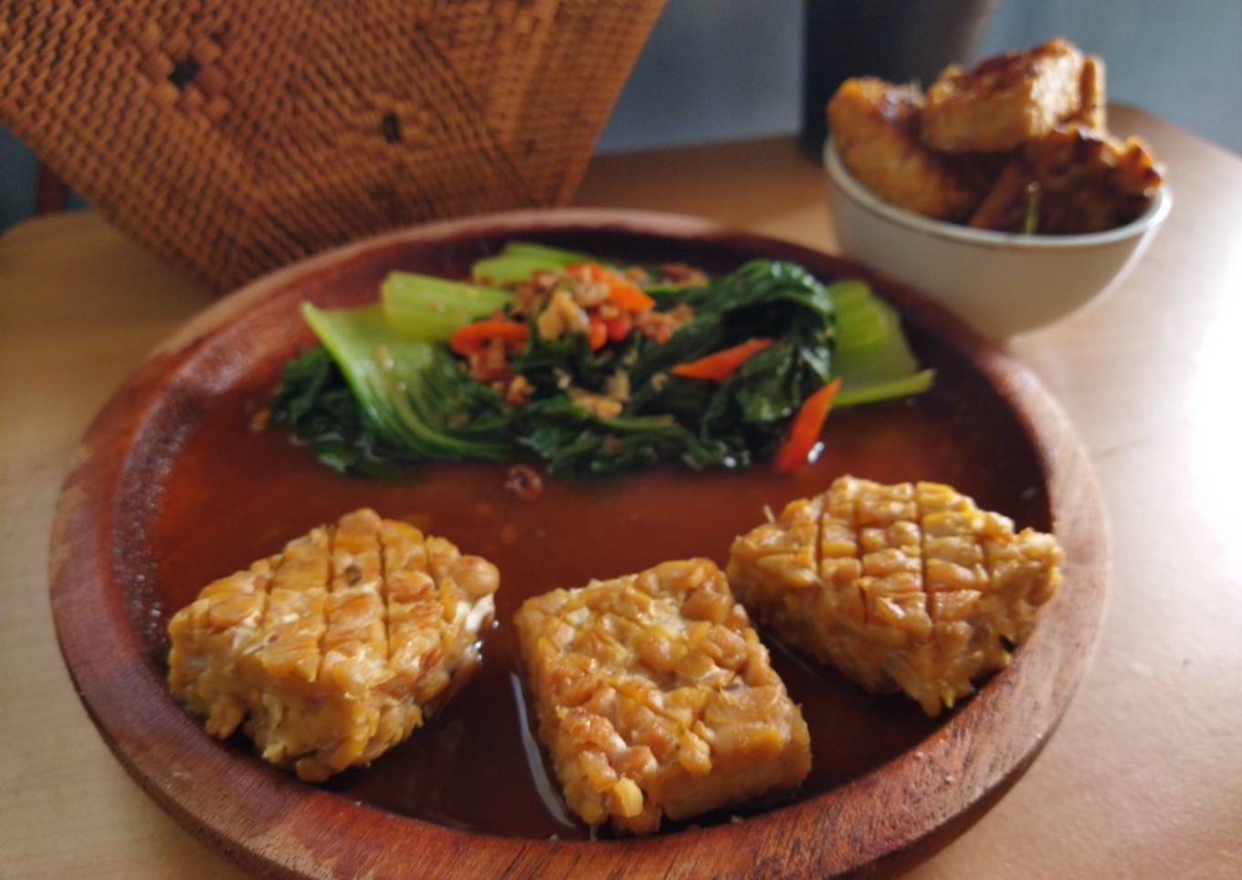 Tempe Goreng Dan Pakcoy Ricecooker 🍱