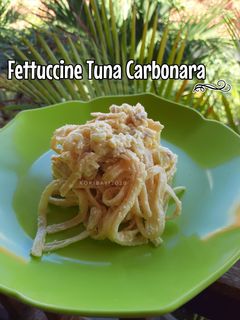 Foto resep Fettuccine Tuna Carbonara (Tanpa Cream)