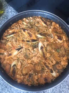 Una foto de Arroz de Calçots al Romesco