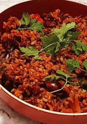 Une photo de Riz rouge cajun aux haricots rouges