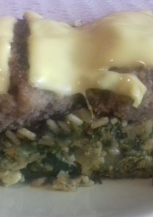 Zdjęcie przepisu Zapiekane kotlety z opieniek oraz risotto warzywnym.