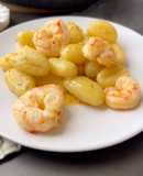 Ñoquis con gambas picantones