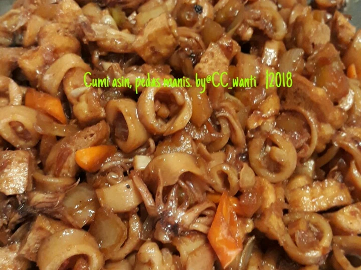 Cara Simple Membuat Resep  #125. Cumi Asin, Pedas Manis yang Enak Banget, Menggugah Selera