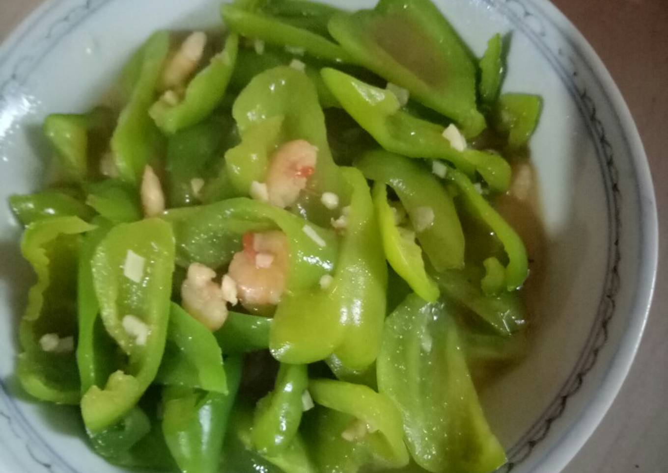 Cabe besar (Hijau) tumis udang