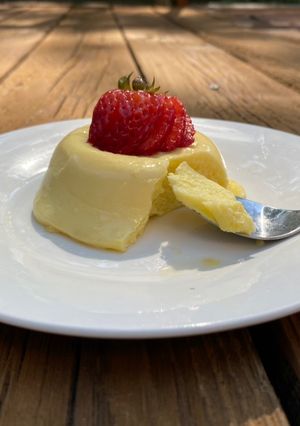 Una foto de Flan napolitano para uno sin azúcar en microondas
