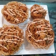 Spaghetti basket#hot chilli chicken# A picture of Spaghetti basket#hot chilli chicken#.