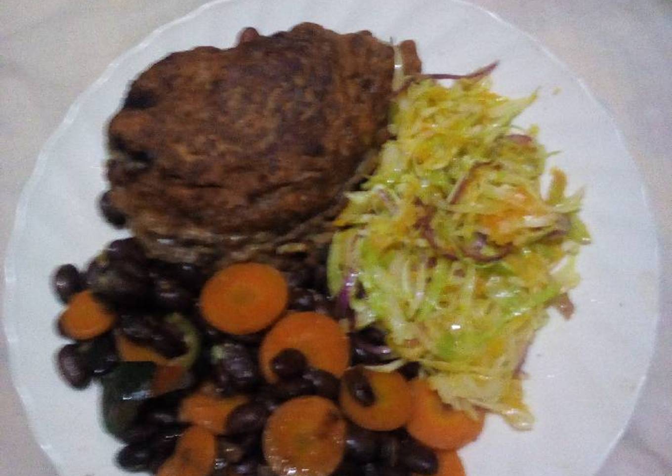 Potato croquette with banana and pumpkin