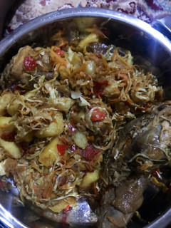 A picture of Potatoes cabbage sauce#kitchenhuntchallenge.