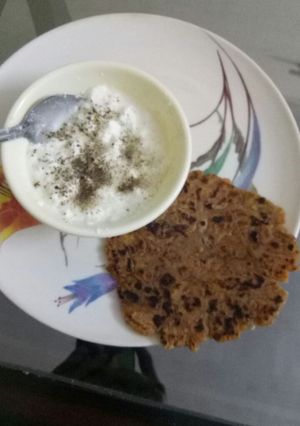 A picture of Koki with curd.